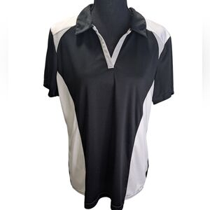 Izod Black and White Women's Golf Classic Cool FX Polo Shirt With Collar Size XL